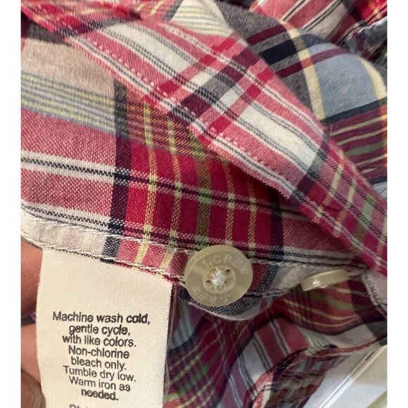 J Crew Tailored Madras Shirt Mens XL Button Up Long Sleeve Plaid Preppy nautical - Picture 5 of 7